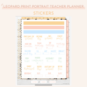 Digital Leopard Print Teacher Planner | Undated Portrait (with 25 inserts)