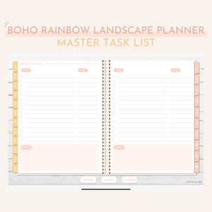 Digital Boho Rainbow Build Your Own Planner | Undated Landscape (with 10 Inserts)