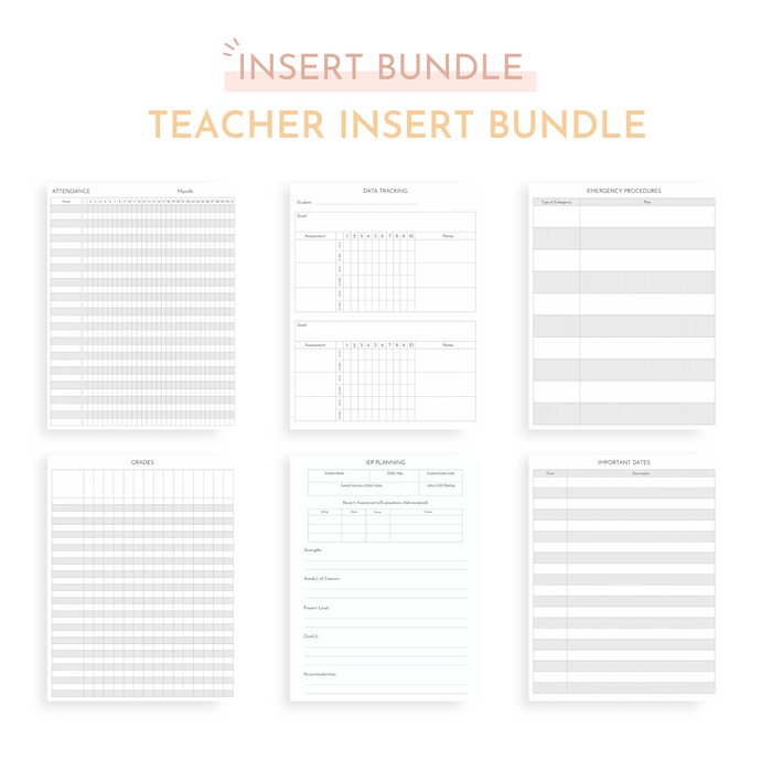 Digital Teacher Planning Insert Bundle | Print or Use for Digital Planning