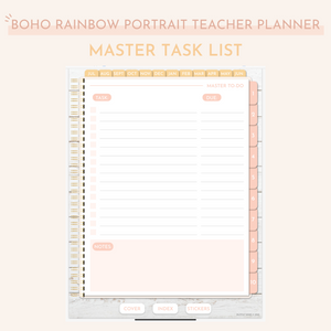 Digital Boho Rainbow Teacher Planner | Undated Portrait (with 25 inserts)