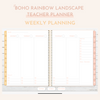 Digital Boho Rainbow Teacher Planner | Undated Landscape (with 25 inserts)