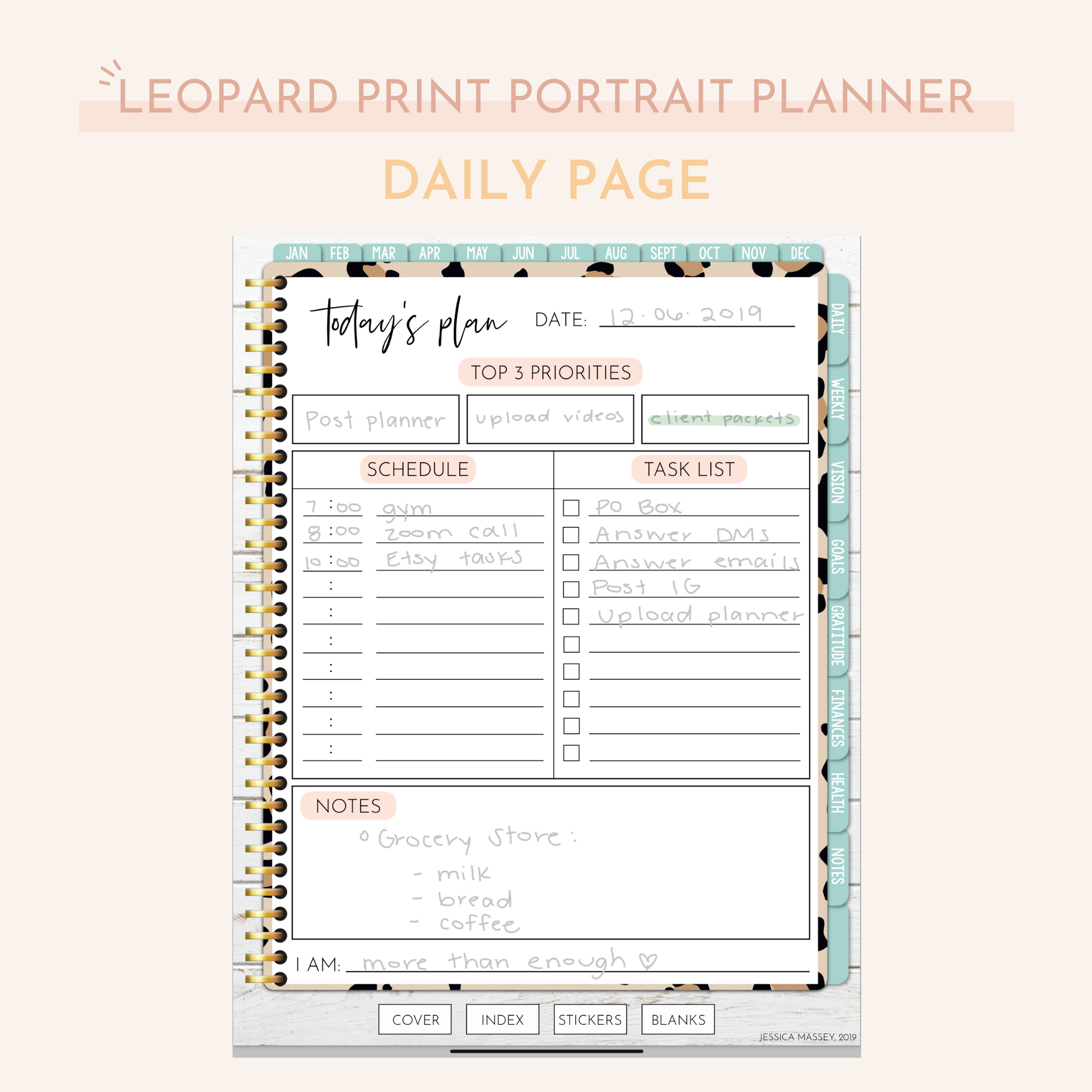 Digital Daily Planning Leopard Print Notepad Hustle Sanely® 