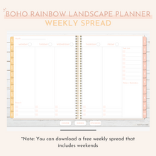 Load image into Gallery viewer, Digital Boho Rainbow Build Your Own Planner | Undated Landscape (with 10 Inserts)